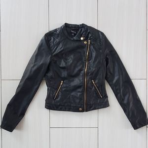 Black Coated -Look Biker Jacket